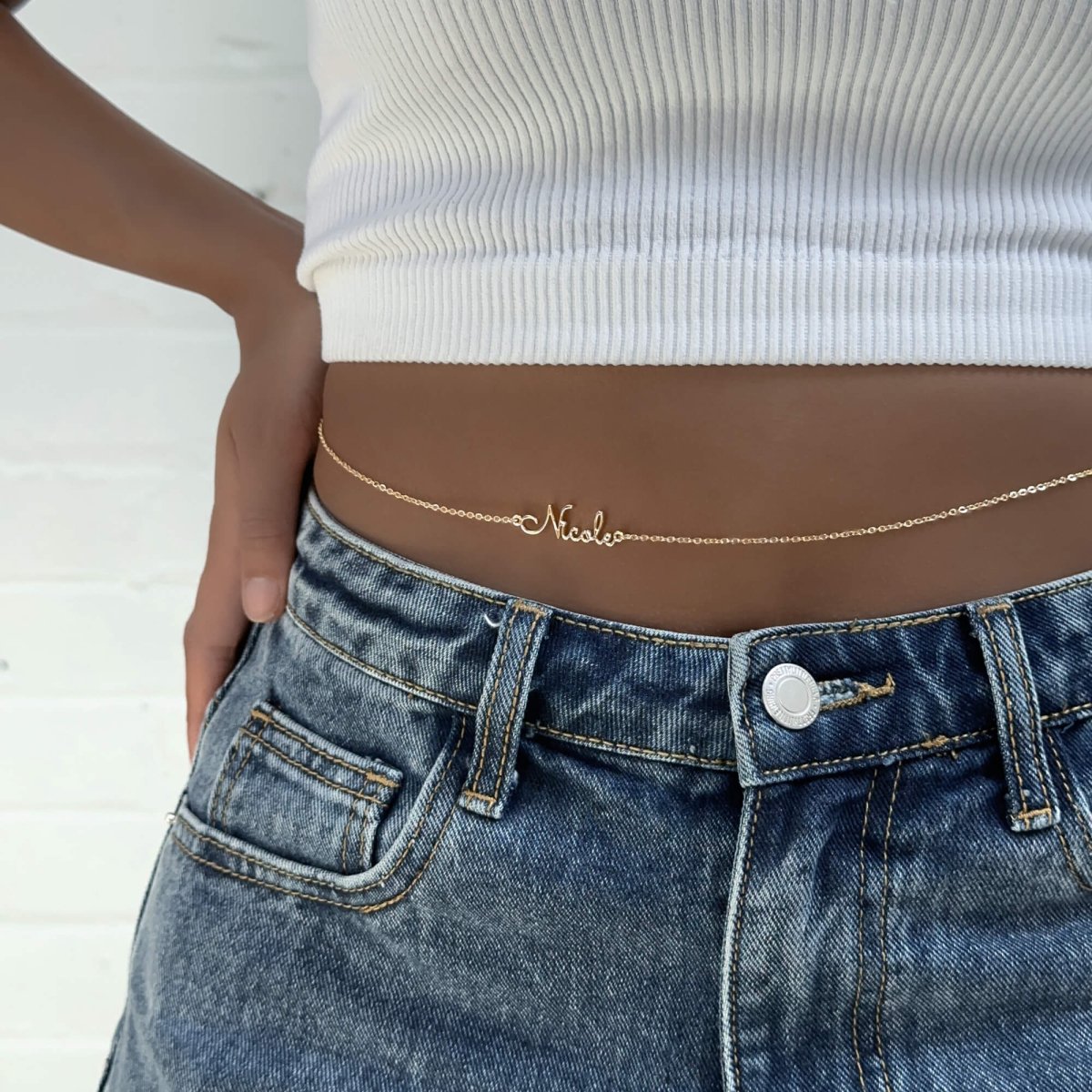 London Custom Name Belly Chain - ISMI JEWELS
