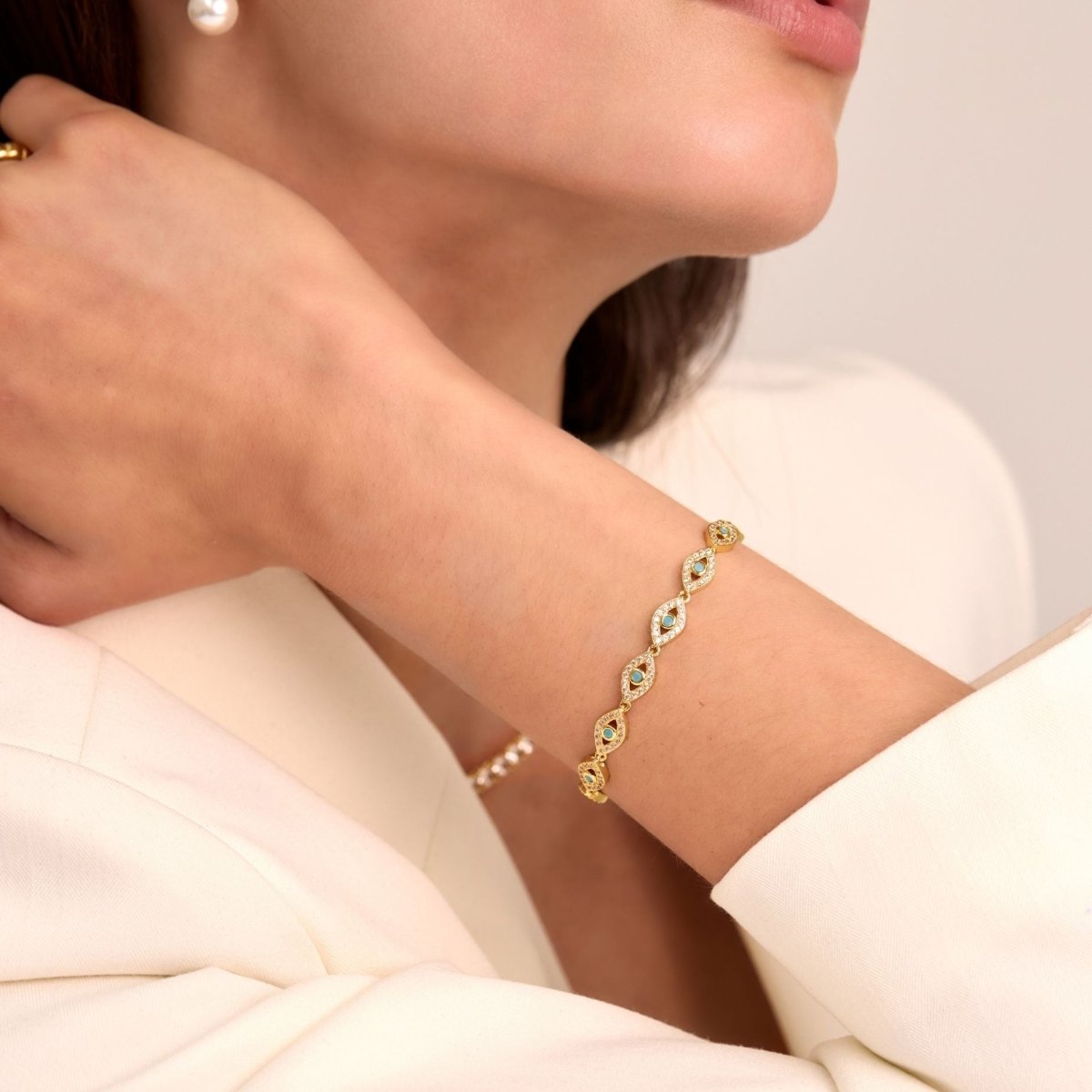 Malika Eye Bracelet | Gold - ISMI JEWELS