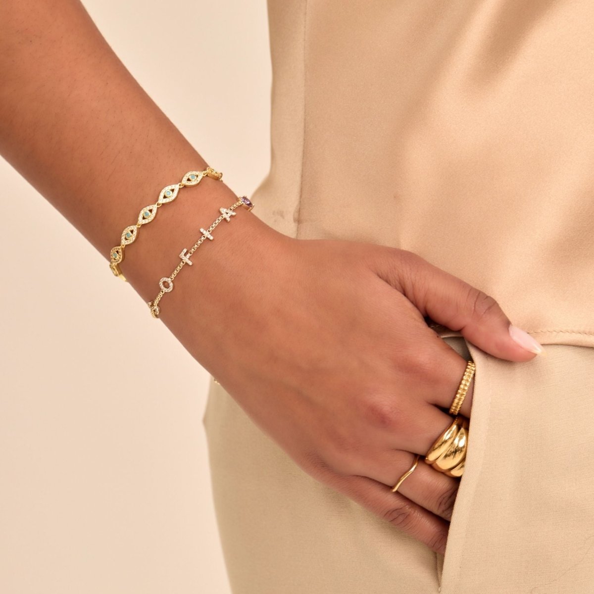 Malika Eye Bracelet | Gold - ISMI JEWELS