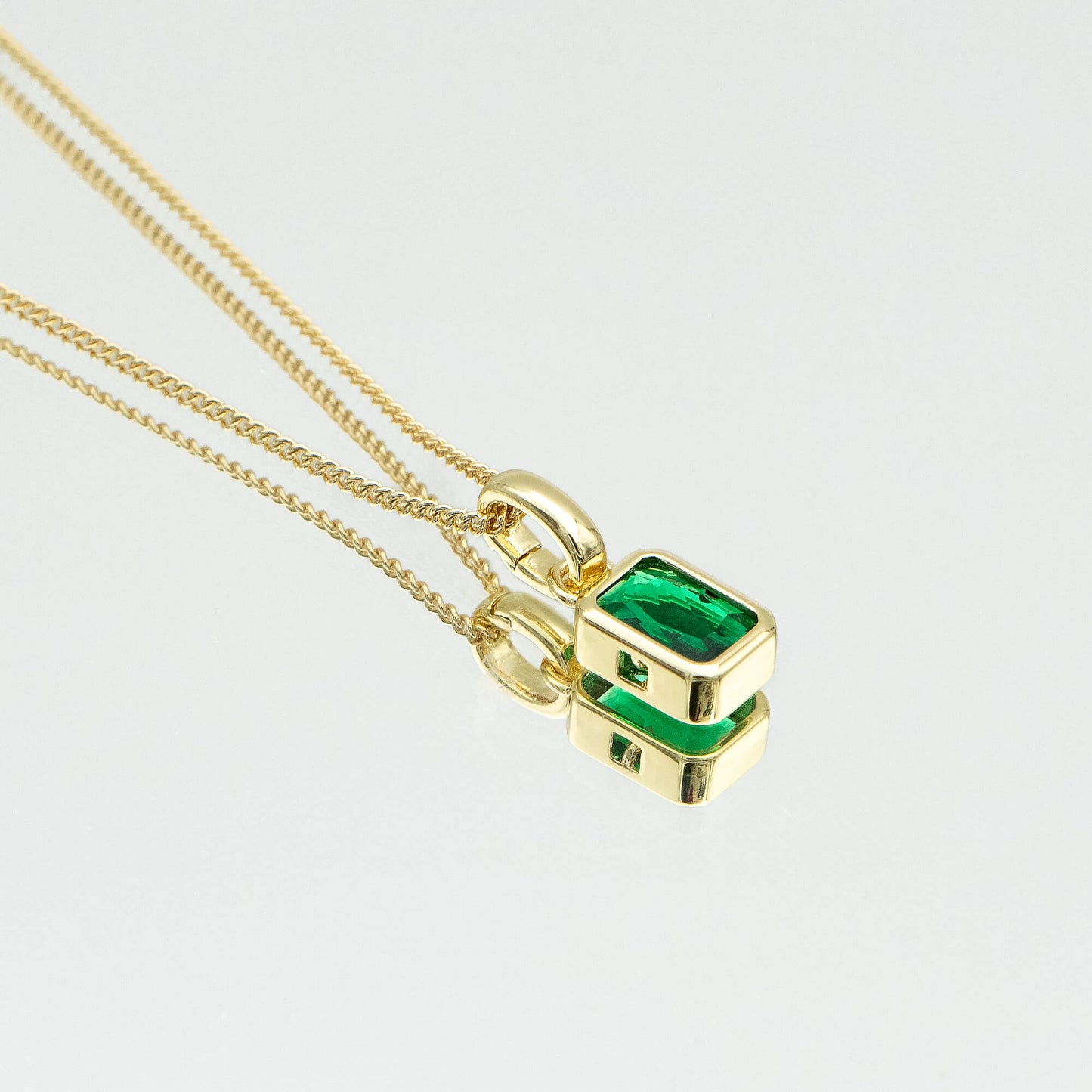 Emerald Cut Birthstone Necklace