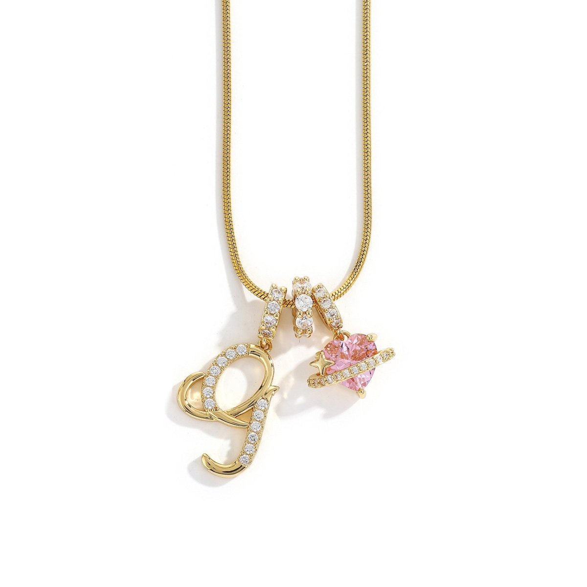 Miami Crystal Heart Initial Necklace - ISMI JEWELS