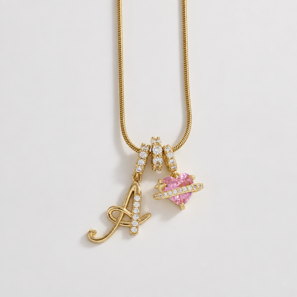 Miami Crystal Heart Initial Necklace - ISMI JEWELS