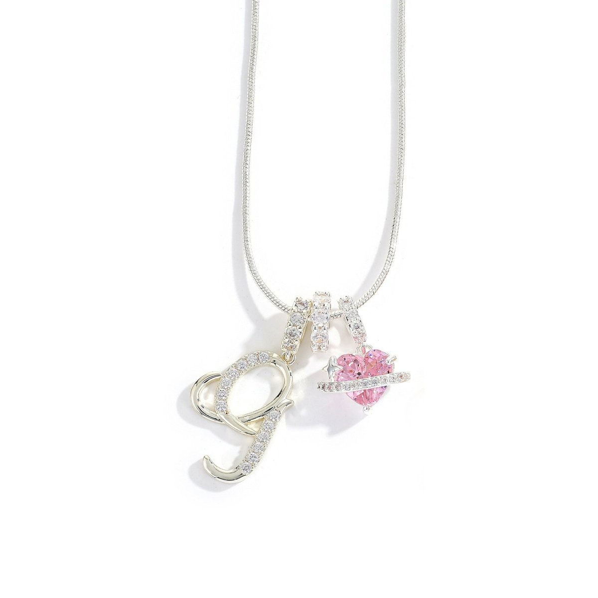 Miami Crystal Heart Initial Necklace - ISMI JEWELS
