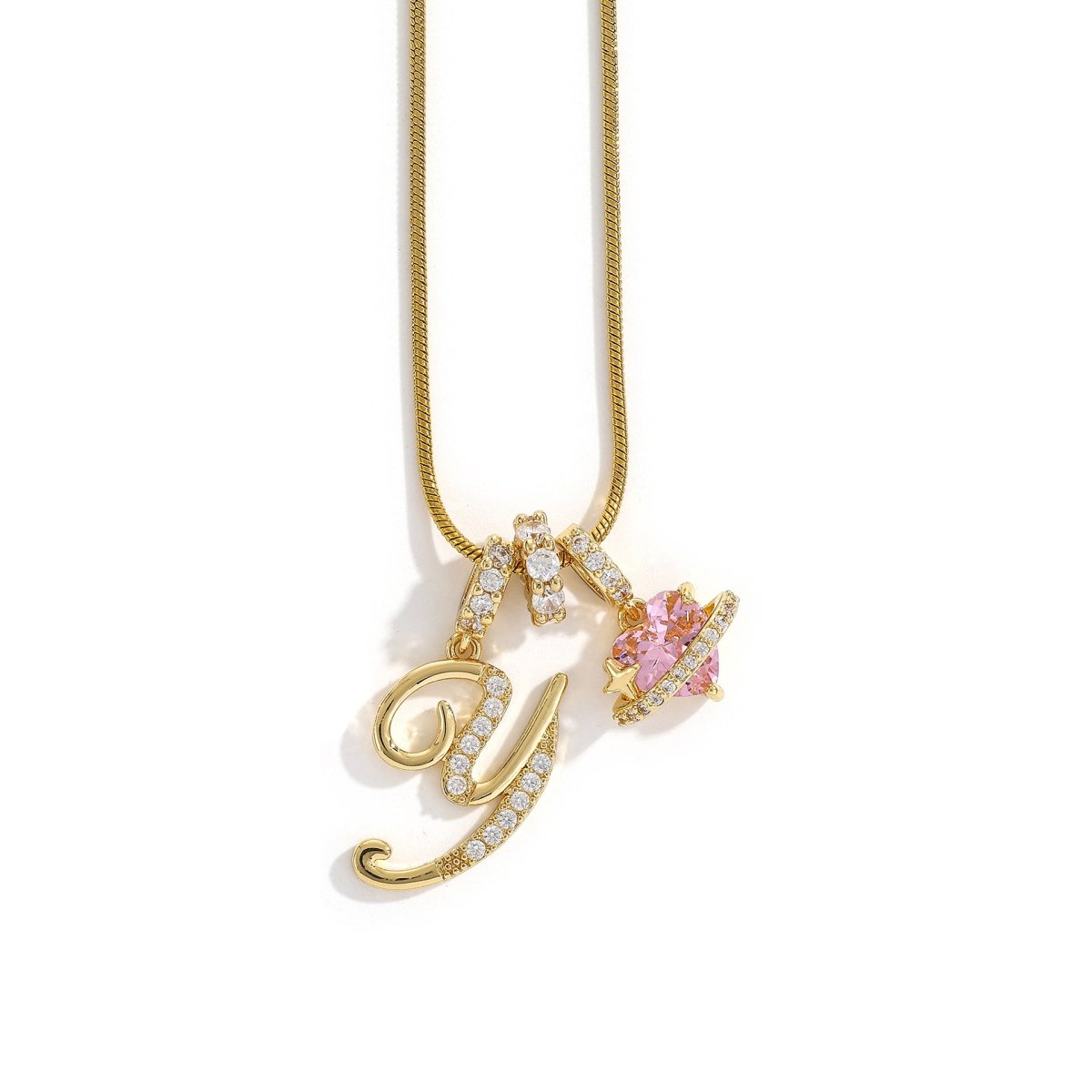 Miami Crystal Heart Initial Necklace - ISMI JEWELS
