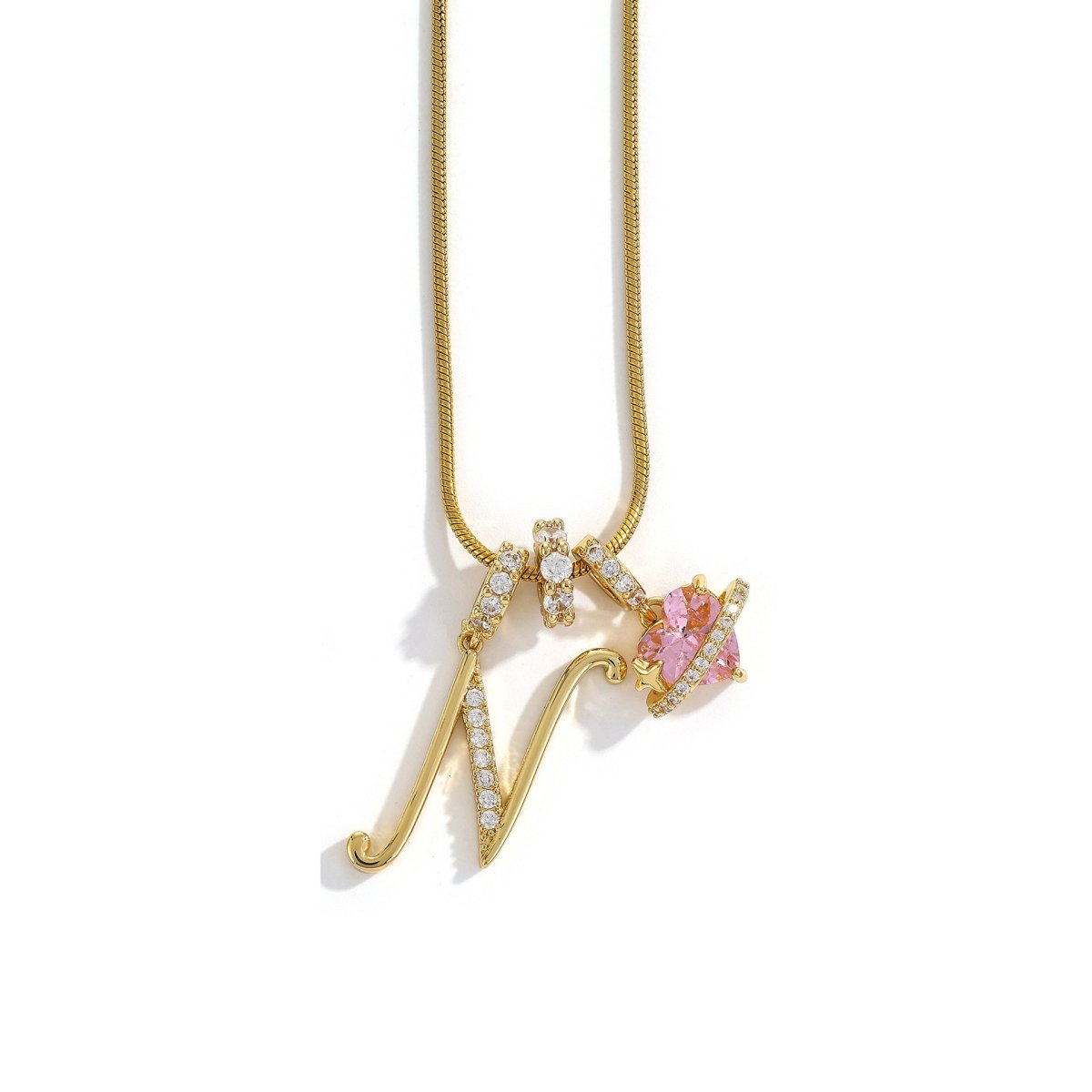 Miami Crystal Heart Initial Necklace - ISMI JEWELS