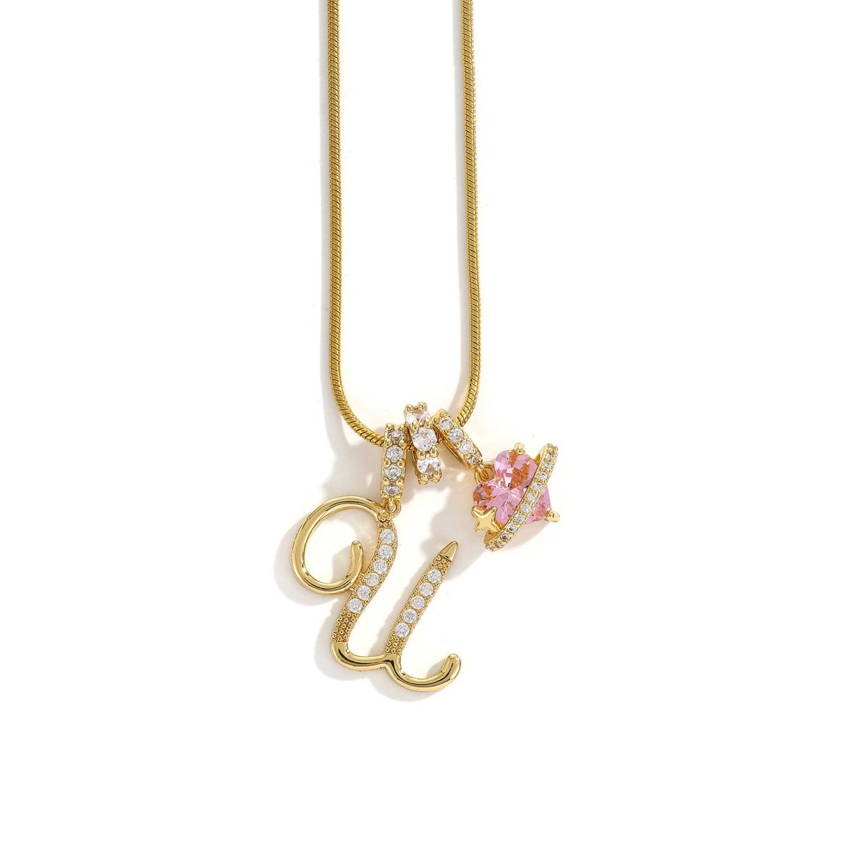 Miami Crystal Heart Initial Necklace - ISMI JEWELS