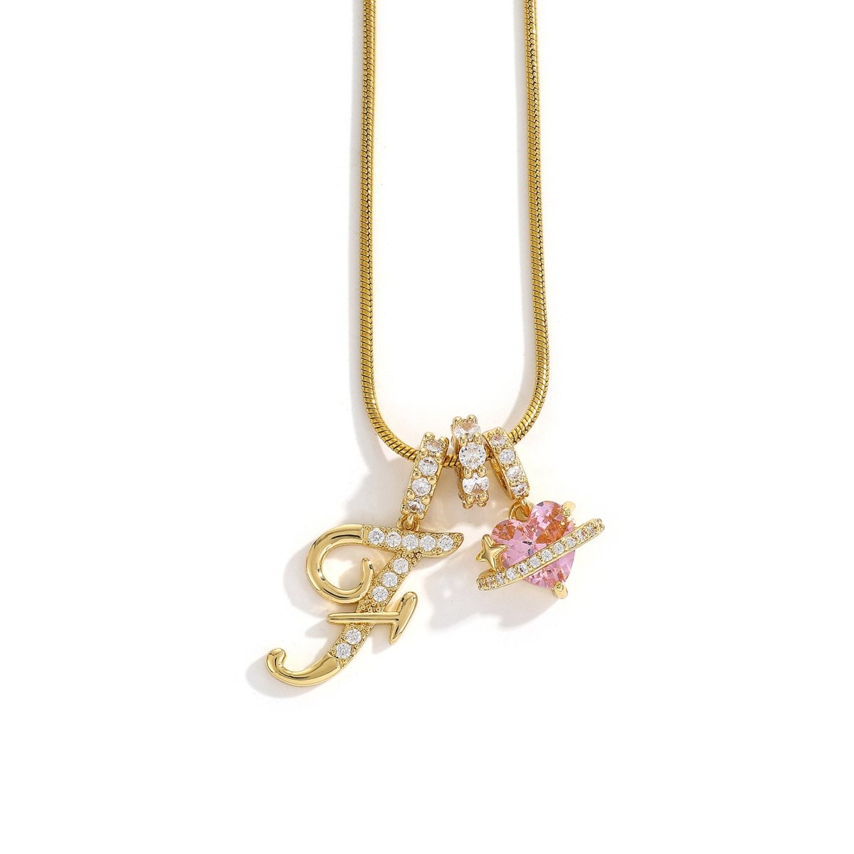 Miami Crystal Heart Initial Necklace - ISMI JEWELS