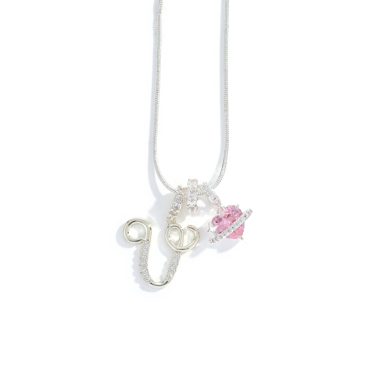 Miami Crystal Heart Initial Necklace - ISMI JEWELS