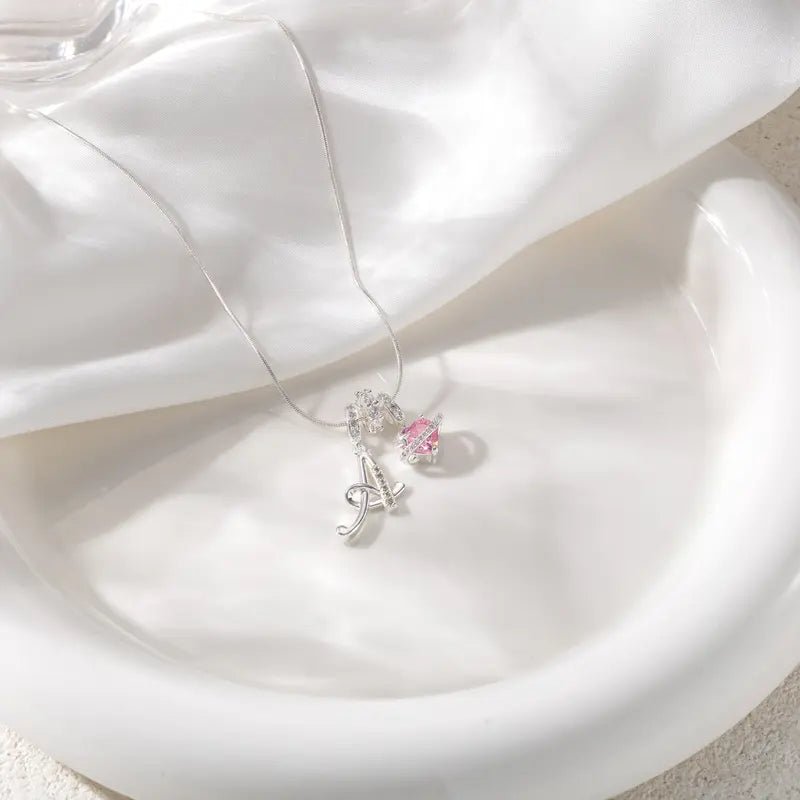Miami Crystal Heart Initial Necklace - ISMI JEWELS