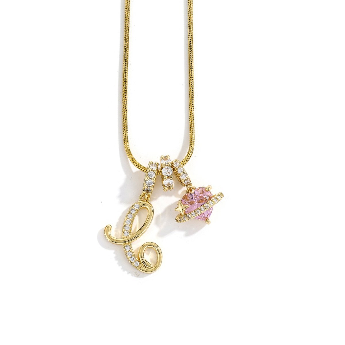 Miami Crystal Heart Initial Necklace - ISMI JEWELS