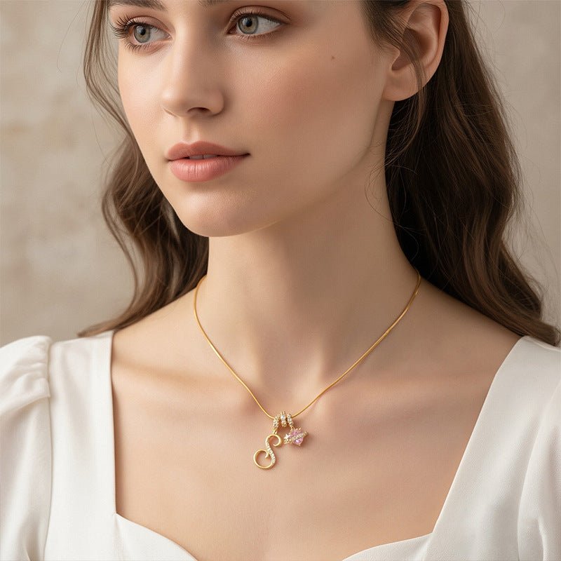 Miami Crystal Heart Initial Necklace - ISMI JEWELS
