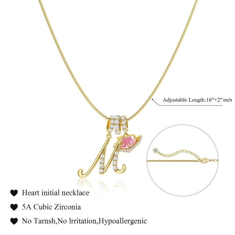 Miami Crystal Heart Initial Necklace - ISMI JEWELS
