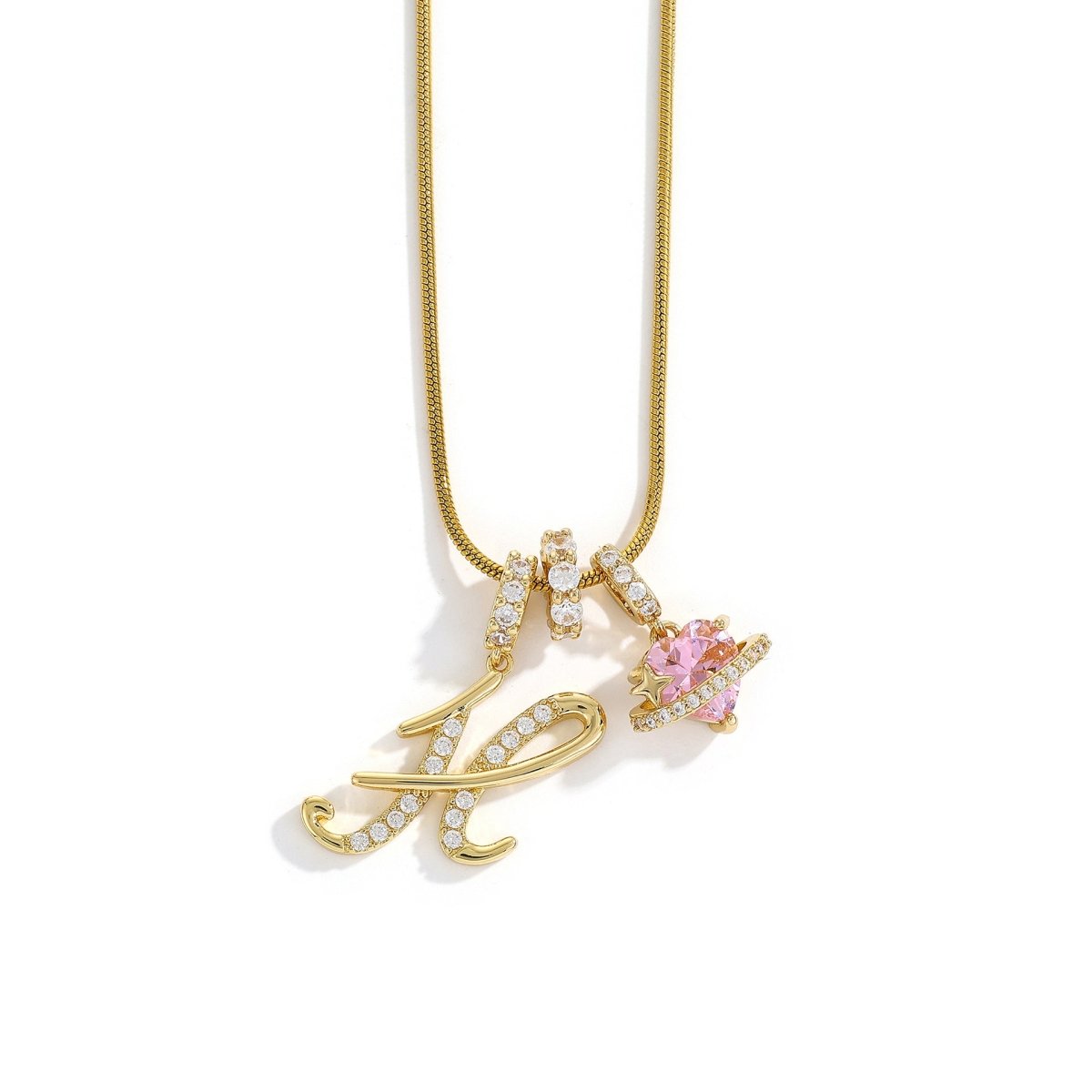 Miami Crystal Heart Initial Necklace - ISMI JEWELS