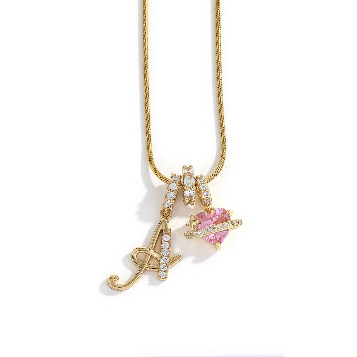 Miami Crystal Heart Initial Necklace - ISMI JEWELS