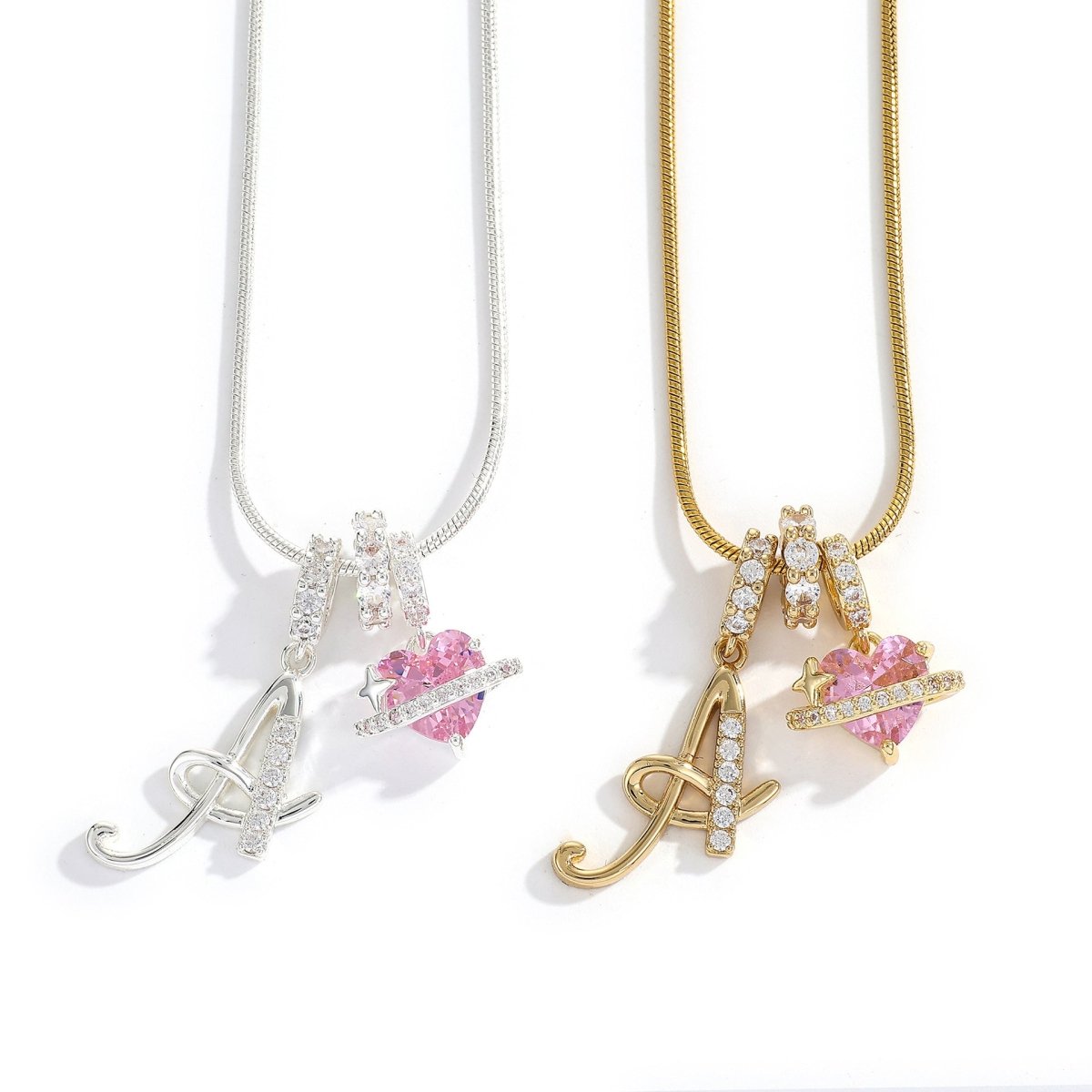 Miami Crystal Heart Initial Necklace - ISMI JEWELS