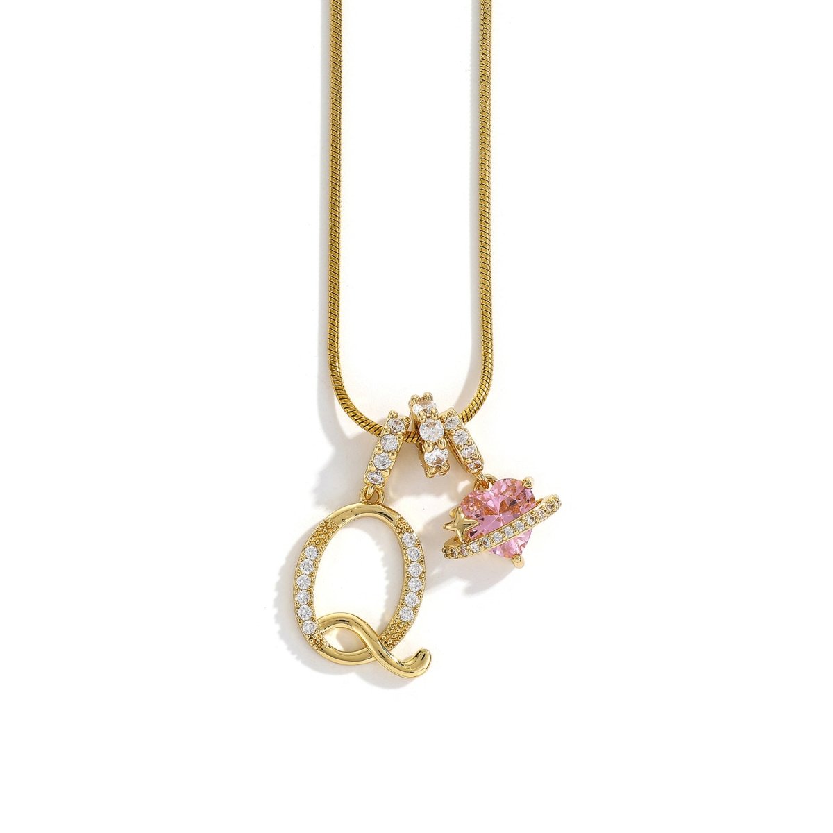 Miami Crystal Heart Initial Necklace - ISMI JEWELS