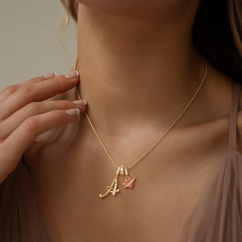 Miami Crystal Heart Initial Necklace - ISMI JEWELS