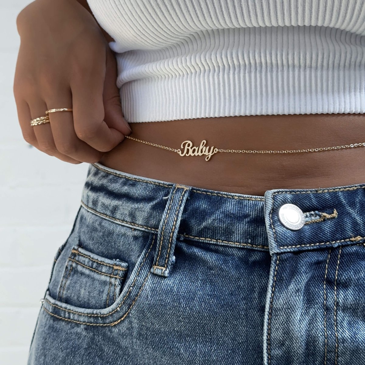 Miami Custom Name Belly Chain - ISMI JEWELS