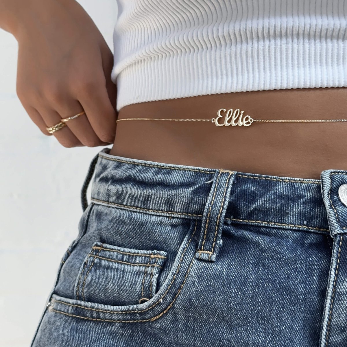 Miami Custom Name Belly Chain - ISMI JEWELS