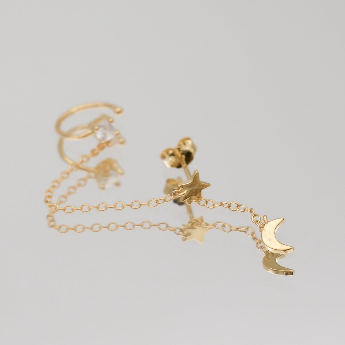 Moon & Star Drop Earring - ISMI JEWELS