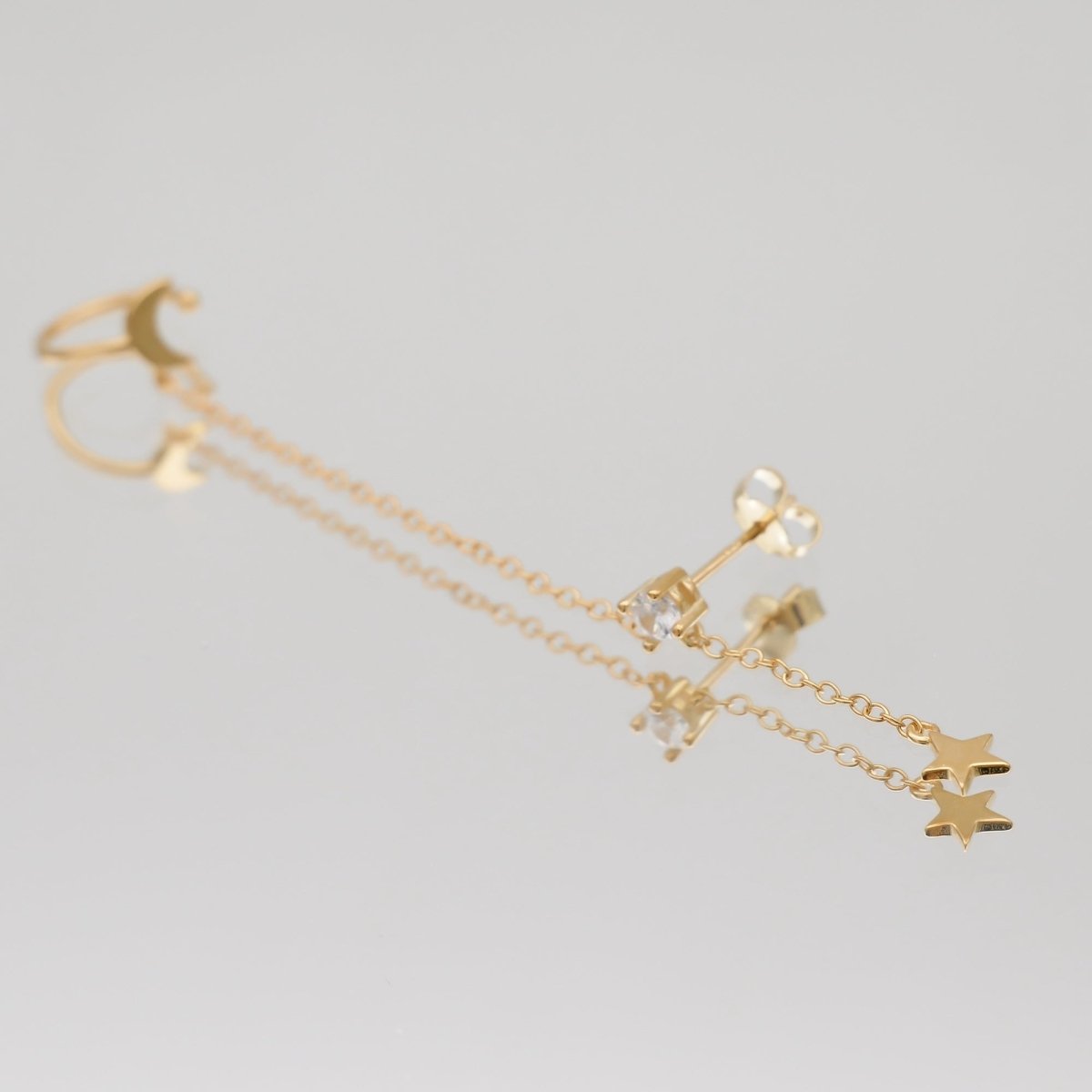 Moon & Star Drop Earring - ISMI JEWELS
