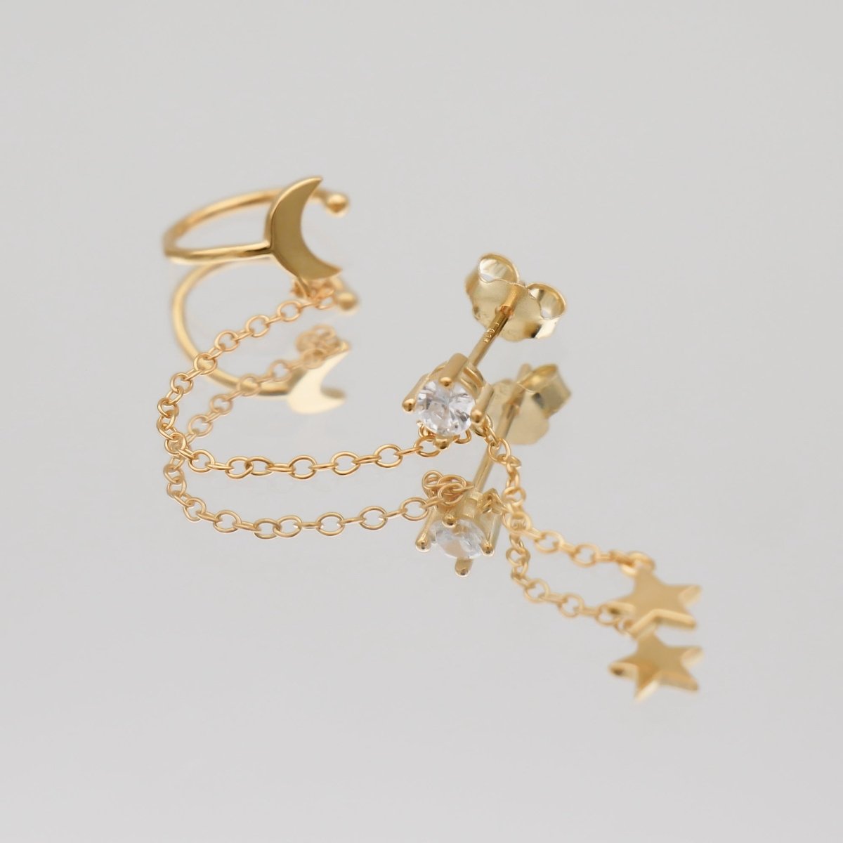 Moon & Star Drop Earring - ISMI JEWELS