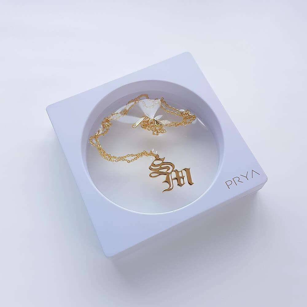 Old English Double Initial Necklace - ISMI JEWELS