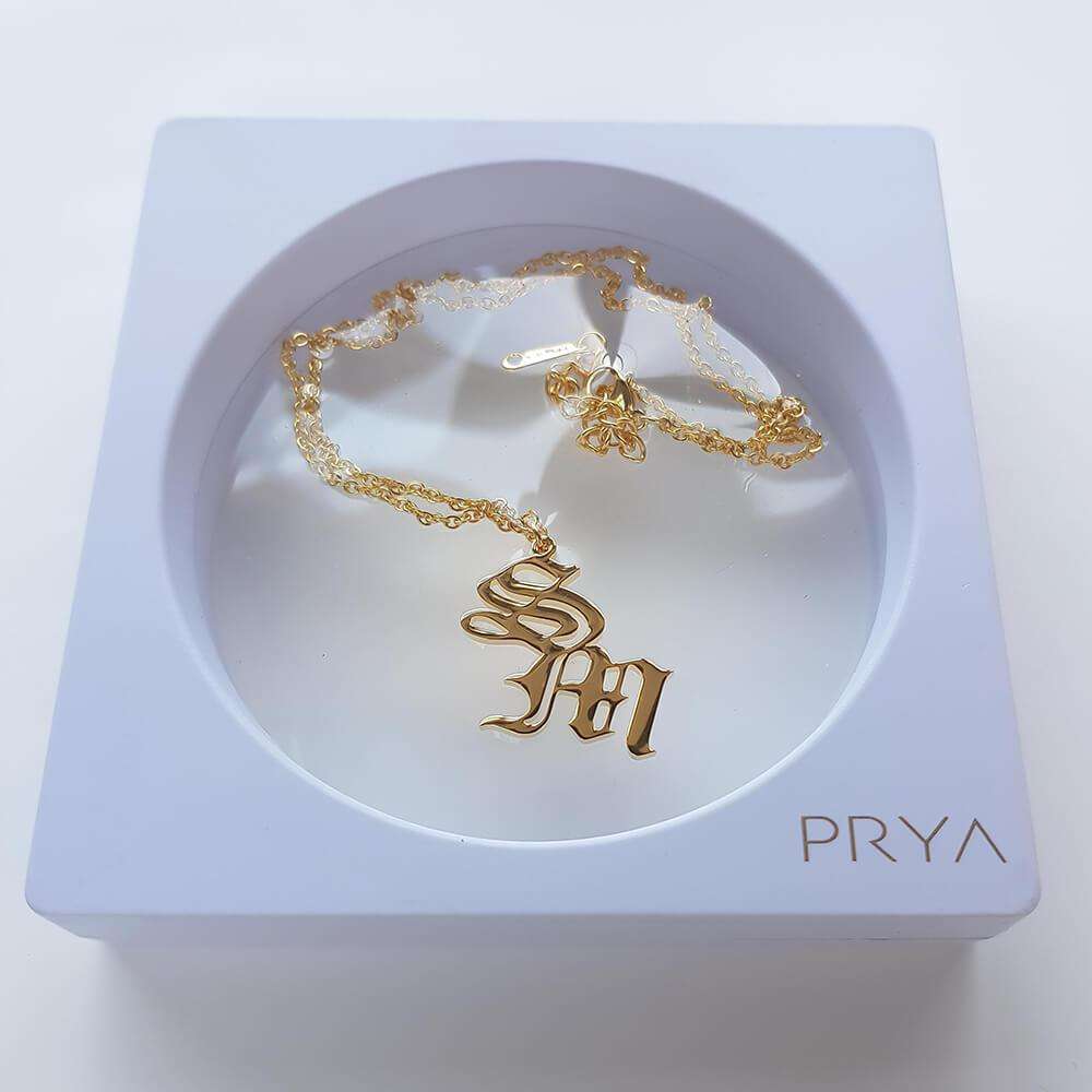 Old English Double Initial Necklace - ISMI JEWELS