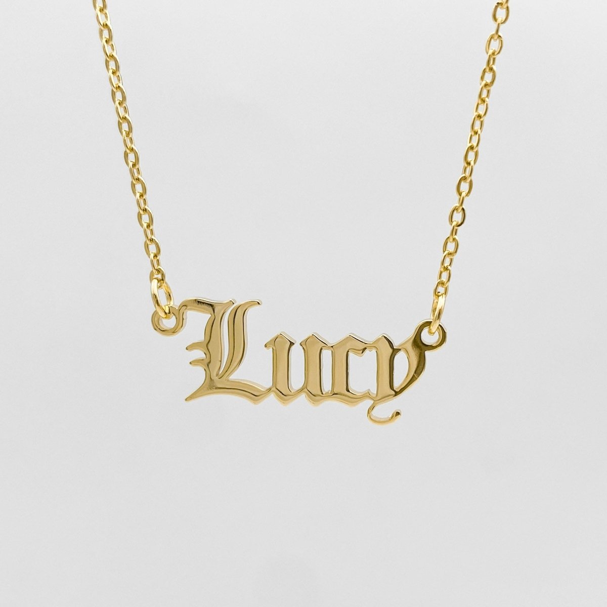 Old English Name Plate Necklace - ISMI JEWELS