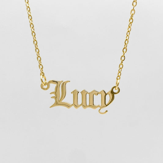 Old English Name Plate Necklace - ISMI JEWELS