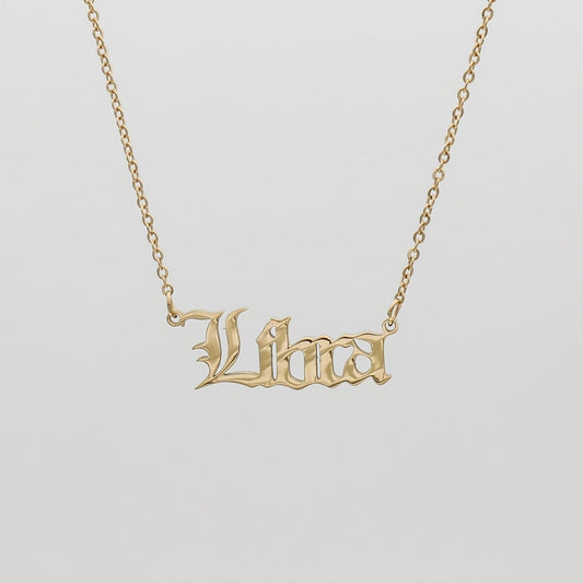 Old English Zodiac Name Necklace - ISMI JEWELS