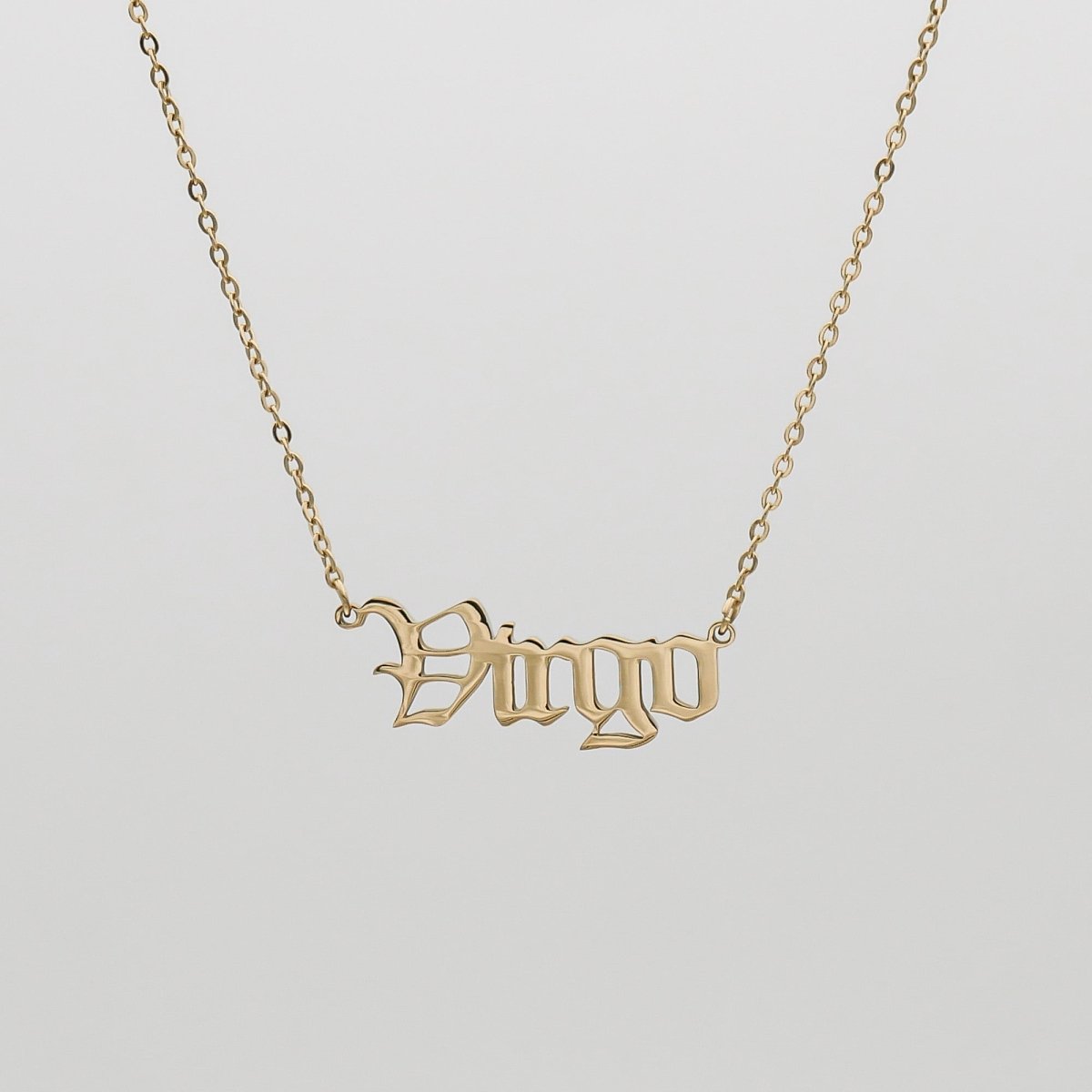 Old English Zodiac Name Necklace - ISMI JEWELS