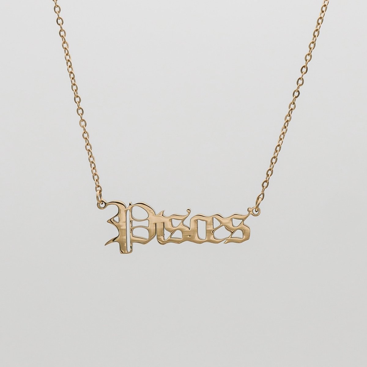 Old English Zodiac Name Necklace - ISMI JEWELS