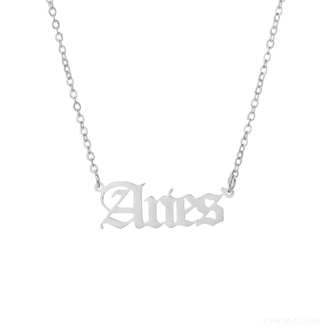 Old English Zodiac Name Necklace - ISMI JEWELS