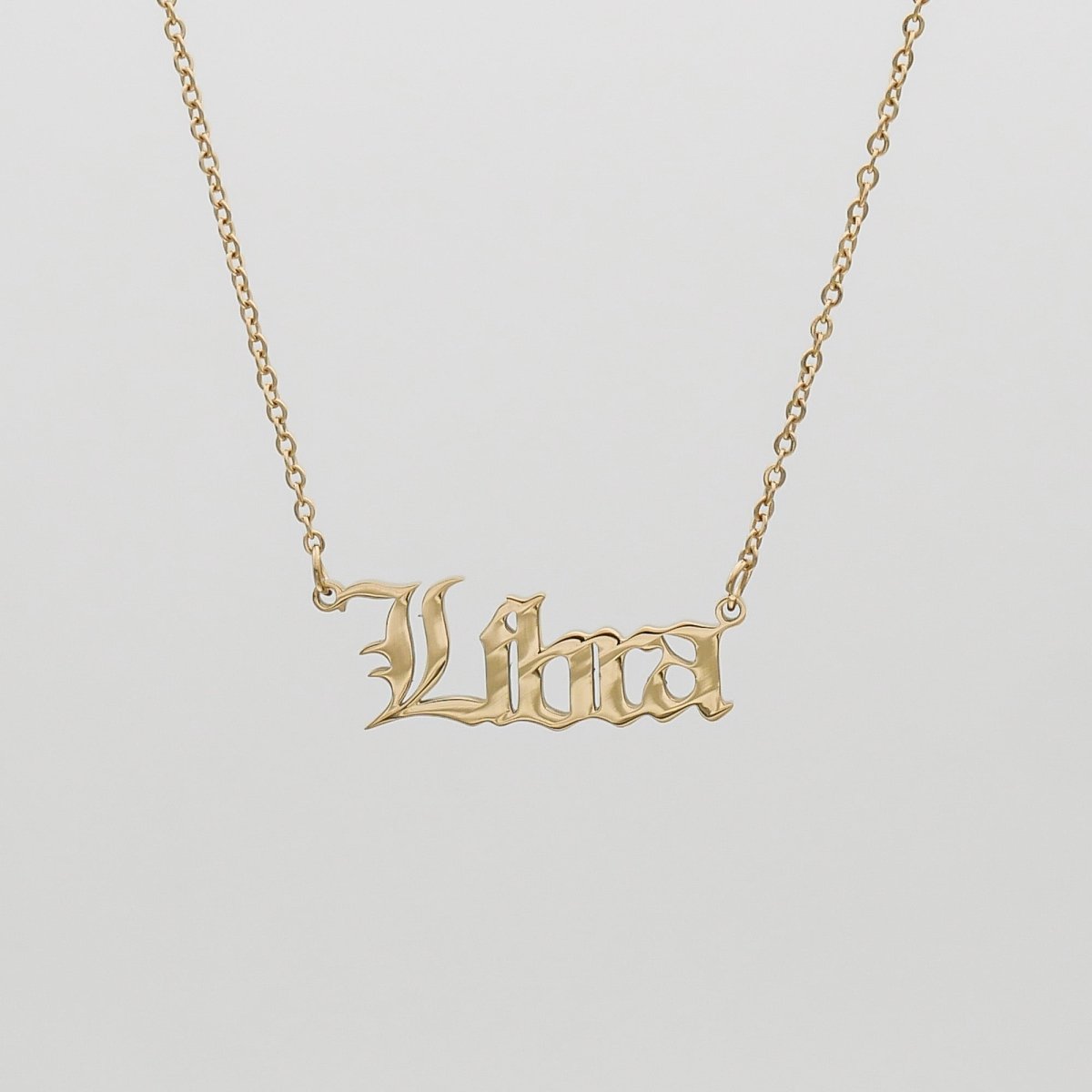 Old English Zodiac Name Necklace - ISMI JEWELS