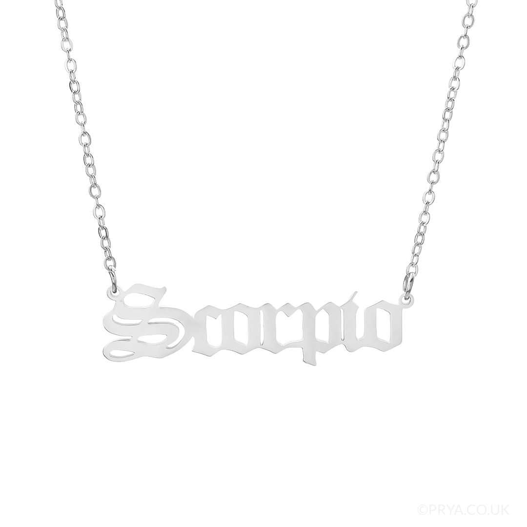 Old English Zodiac Name Necklace - ISMI JEWELS