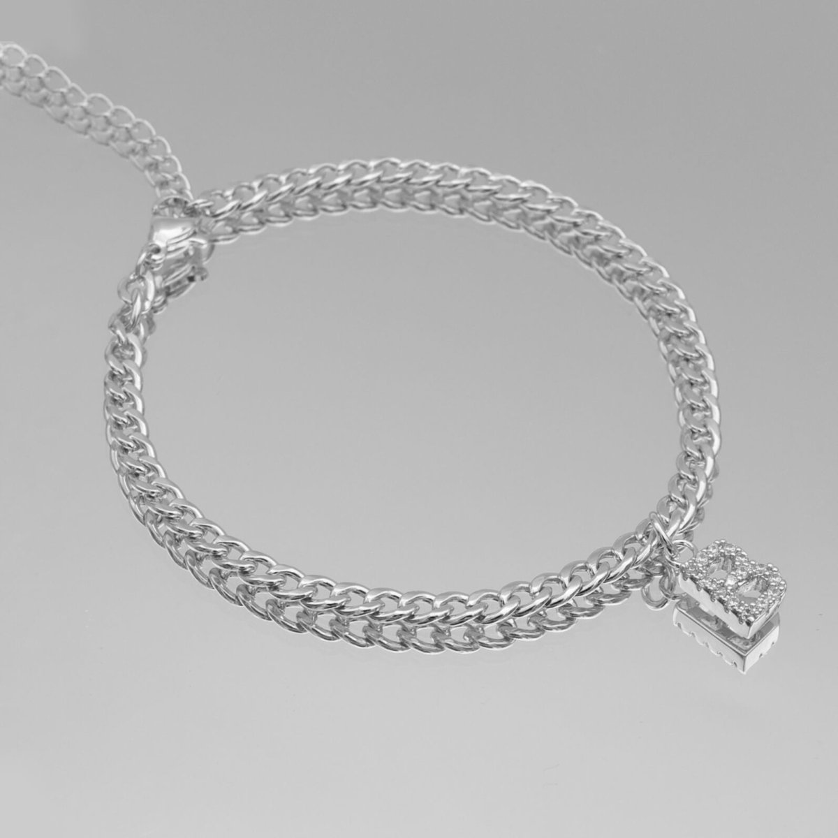 Pave Initial Anklet | Cuban - ISMI JEWELS