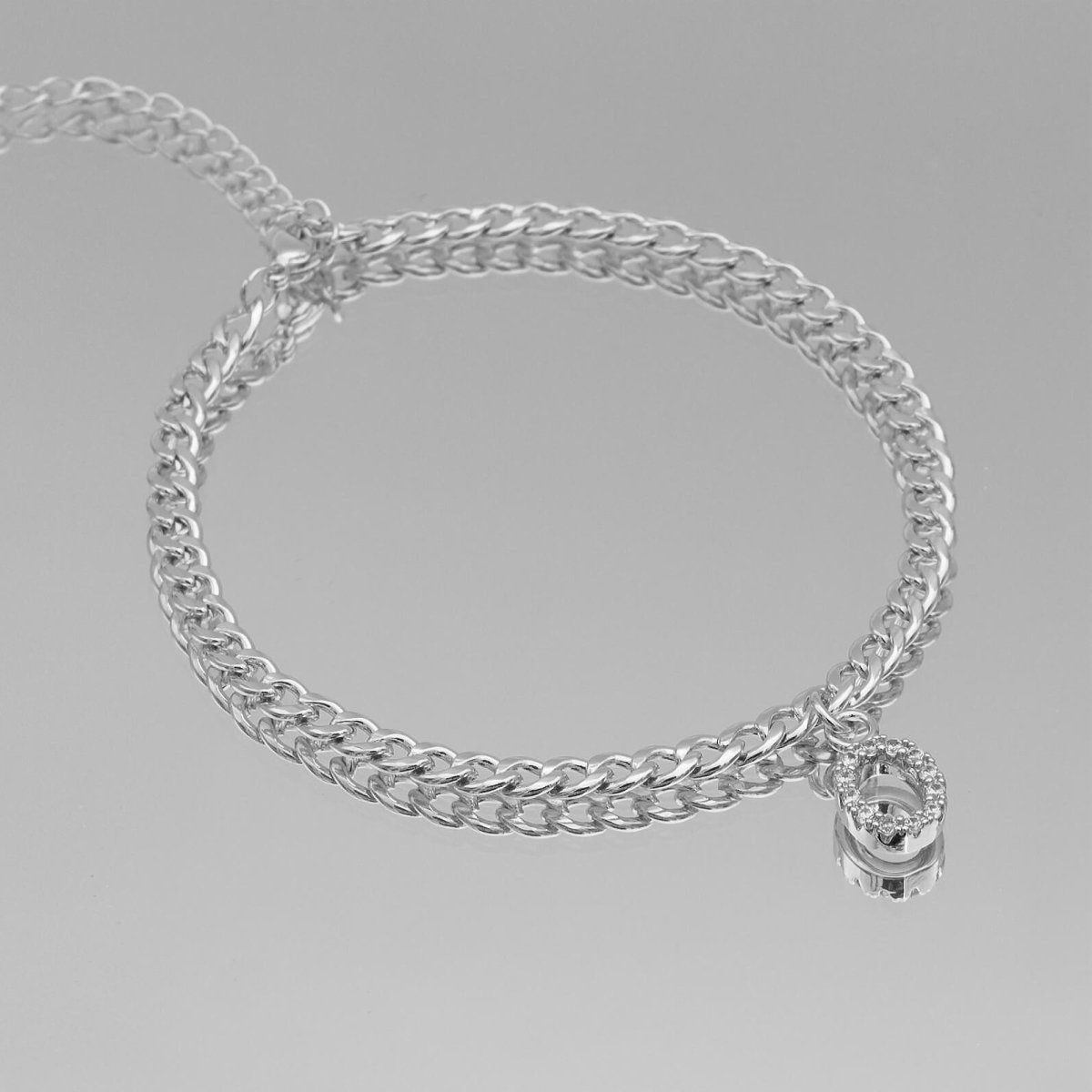 Pave Initial Anklet | Cuban - ISMI JEWELS