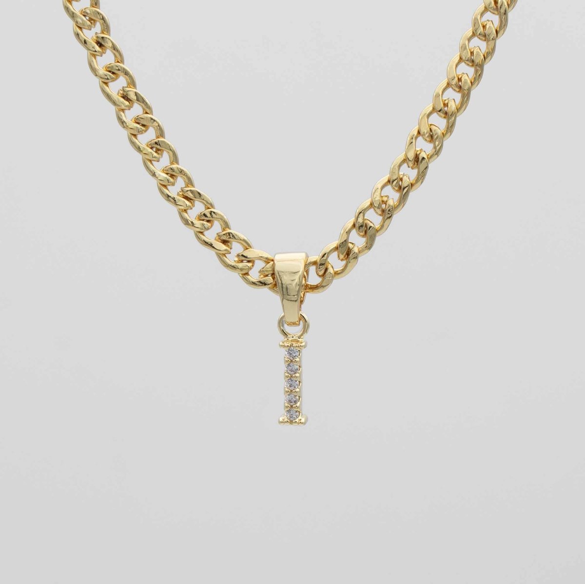 Pave Initial Necklace | Cuban - ISMI JEWELS