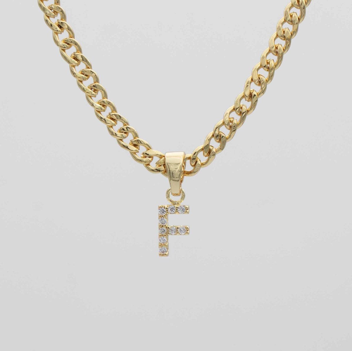 Pave Initial Necklace | Cuban - ISMI JEWELS