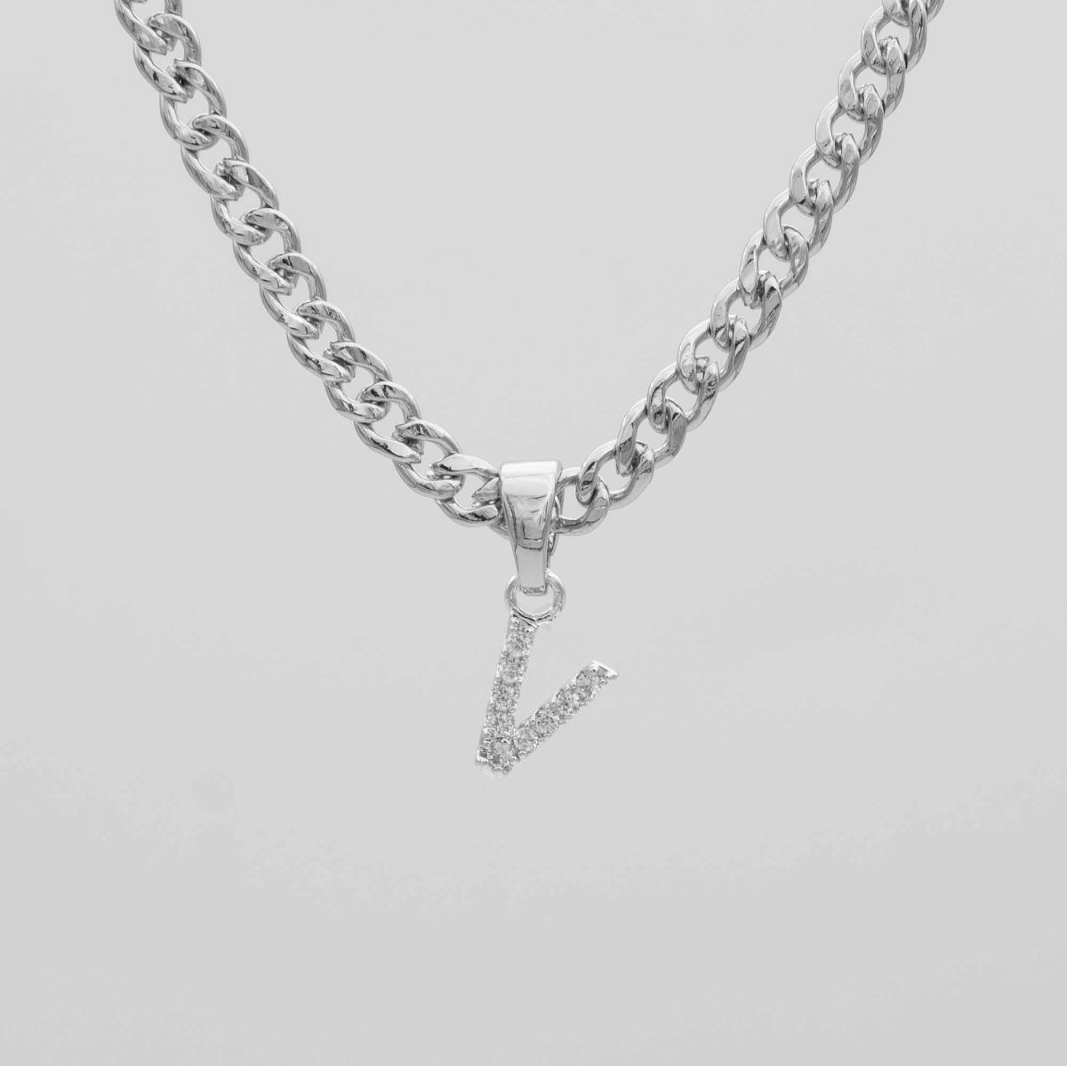 Pave Initial Necklace | Cuban - ISMI JEWELS