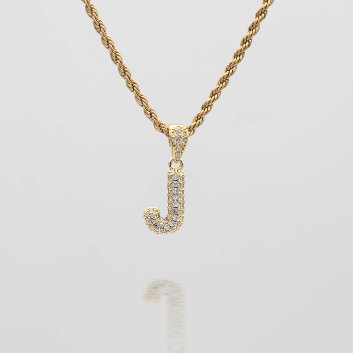 Pave Mini Bubble Initial Necklace - ISMI JEWELS