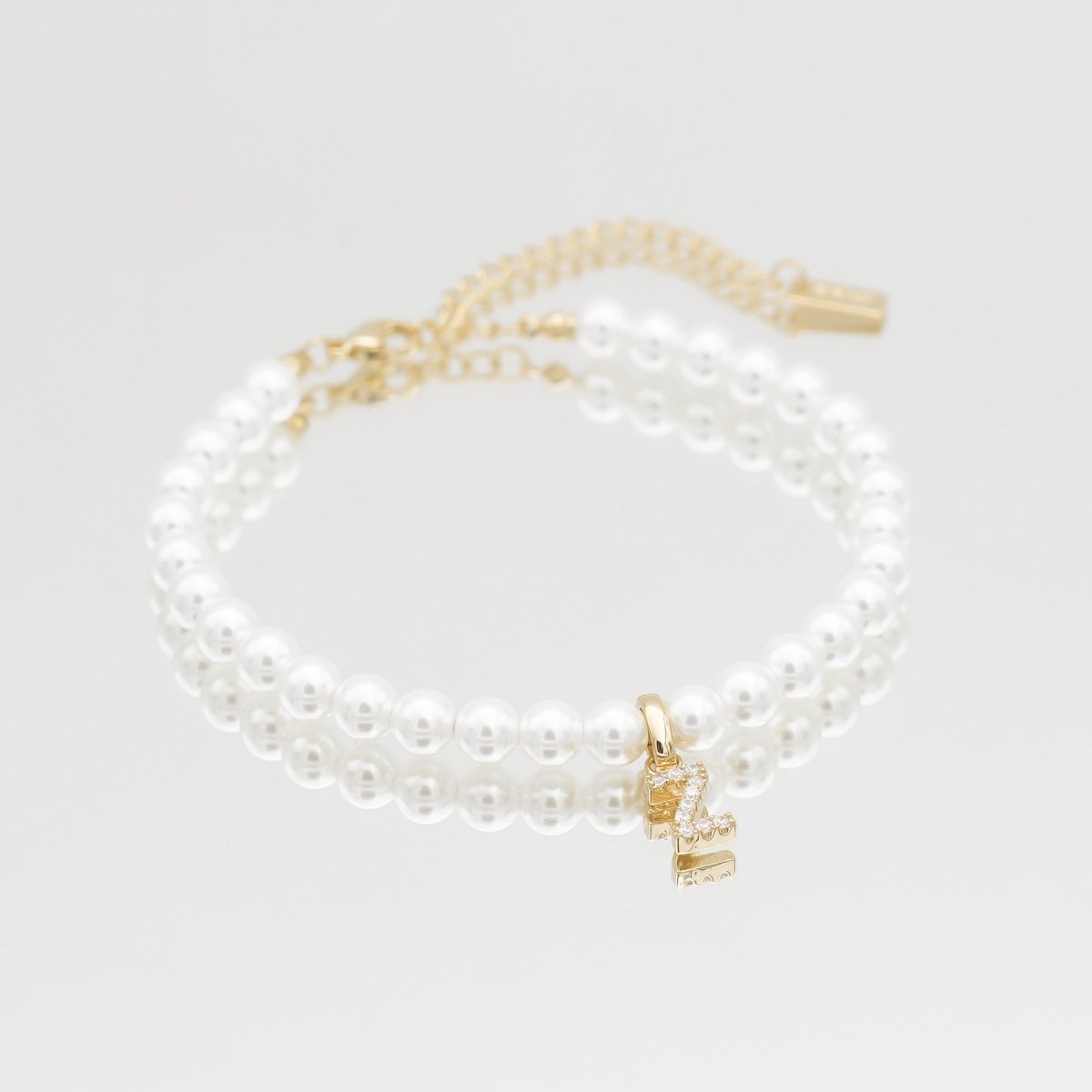 Pave Pearl Initial Anklet - ISMI JEWELS