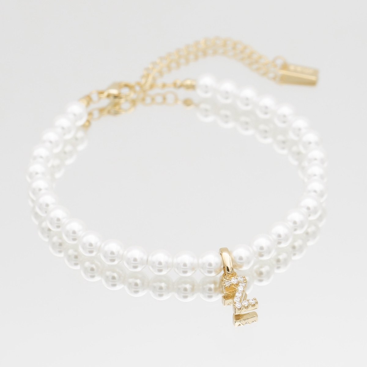 Pave Pearl Initial Anklet - ISMI JEWELS