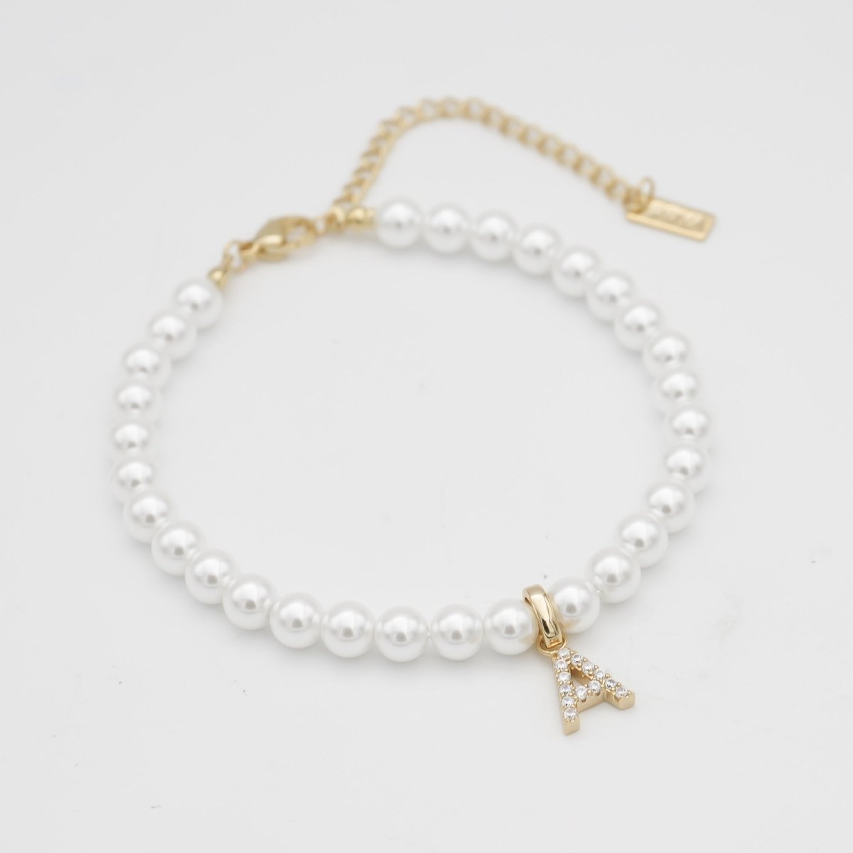 Pave Pearl Initial Anklet - ISMI JEWELS