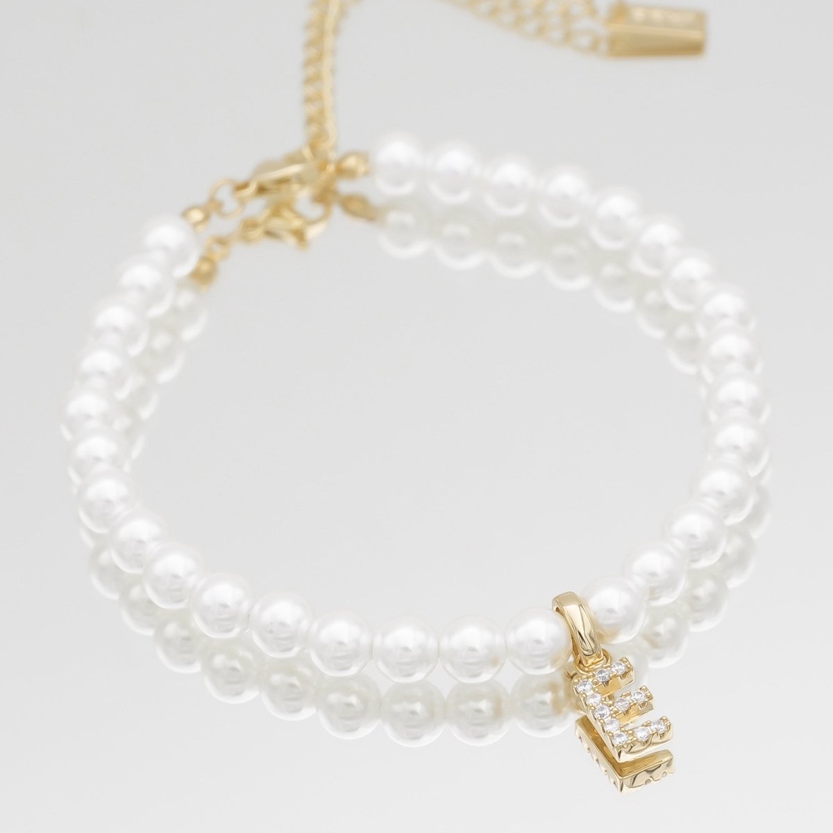 Pave Pearl Initial Bracelet - ISMI JEWELS
