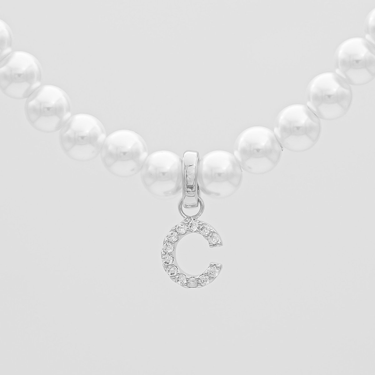 Pave Pearl Initial Necklace - ISMI JEWELS