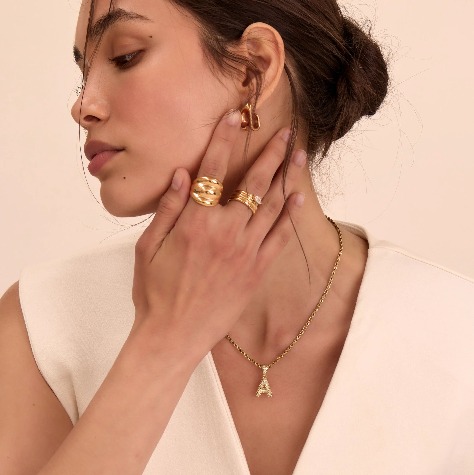 Pave Mini Bubble Initial Necklace - Image 5 - ISMI JEWELS