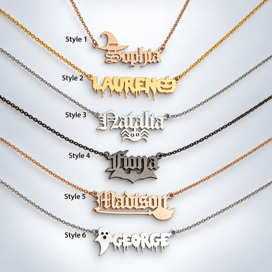 Personalized Halloween Gothic Name Necklace – 6 Spooky Styles - ISMI JEWELS