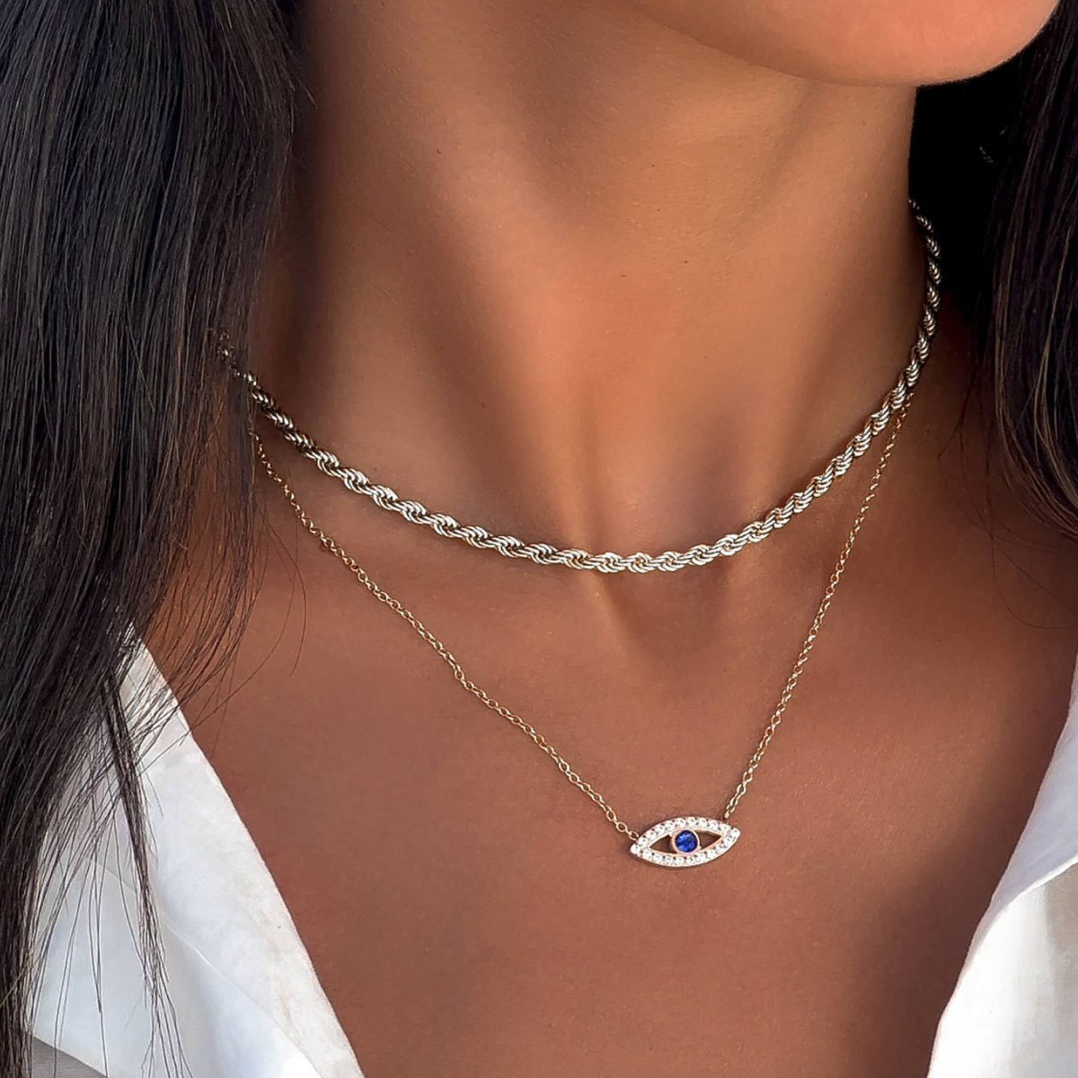 Rhea CZ Eye Necklace - ISMI JEWELS